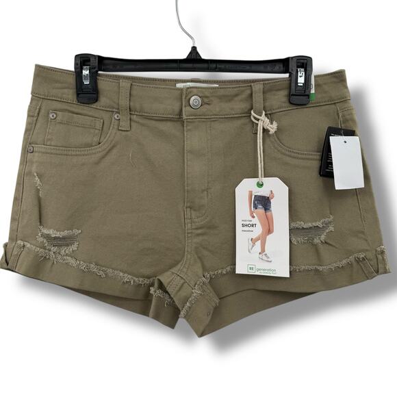 Celebrity Pink Pants - NEW Celebrity Pink Regeneration Green Shorts Size 13 / 31 Distressed Frayed NWT